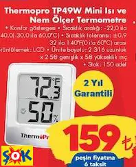 THERMOPRO TP49W MİNİ ISI VE NEM ÖLÇER TERMOMETRE THERMOPRO TP49W MİNİ ISI VE NEM ÖLÇER TERMOMETRE